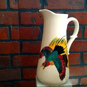 Edith's 1954 Vintage Hand Painted Hand Crafted Vase w Bird in Flight